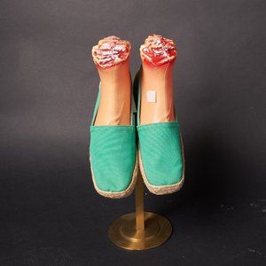 1960s Green Canvas Wedge Heels